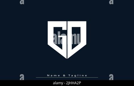 Lettere alfabetiche iniziali logo monogramma GO , OG Illustrazione Vettoriale