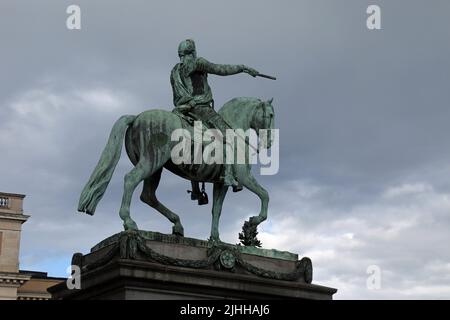 Statua equestre di Gustav ll Adolf a Stoccolma Foto Stock