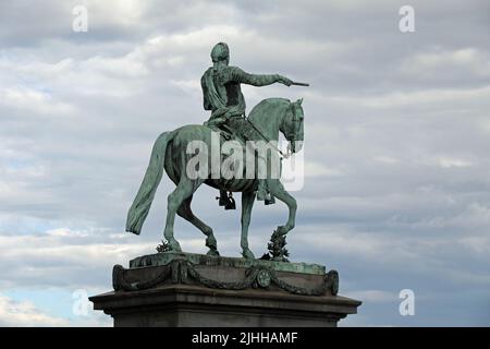 Statua equestre di Gustav ll Adolf a Stoccolma Foto Stock