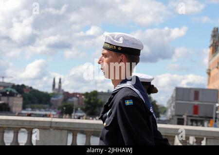 Royal Navy Sailor svedese a Stoccolma Foto Stock