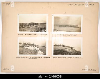 MI - Fort Gratiot. Fort Gratiot Light Station, Michigan. Guardando a nord dal punto sul prolungamento dell'inguine #6, 60 ft. Inshore. Foto Stock