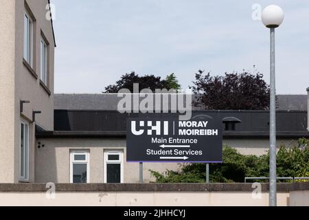 18 luglio 2022. UHI Moray, Moray Street, Elgin, Moray, IV30 1JJ. Questo è il nuovo logo e cartellonistica di UHI Moray. Credit - Jasperimage/AlamyLiveNews Foto Stock