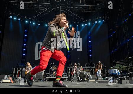 Milwaukee, Stati Uniti. 17th luglio 2022. Derek Day of Classless Act durante il tour dello stadio il 17 luglio 2022, presso l'American Family Field di Milwaukee, Wisconsin (foto di Daniel DeSlover/Sipa USA) Credit: Sipa USA/Alamy Live News Foto Stock