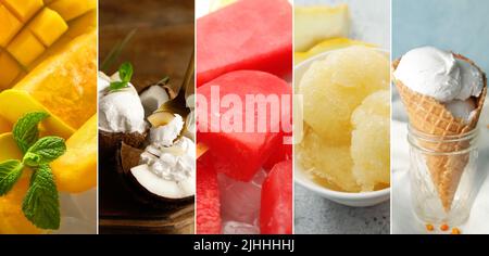 Collage con gelato dolce diverso Foto Stock