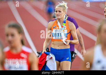 EUGENE, STATI UNITI - LUGLIO 18: Anouk Vetter dei Paesi Bassi che gareggia su Heptathlon durante i Campionati mondiali di atletica il 18 luglio 2022 a Eugene, Oregon, Stati Uniti (Foto di Andy Astfalck/BSR Agency) Atletiekunie Foto Stock