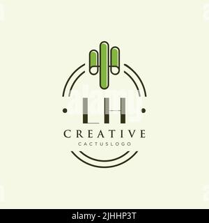 LH iniziale lettera verde cactus logo modello vettore Illustrazione Vettoriale