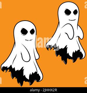 Disegno vettoriale fantasma in stile cartoon per decorazione di Halloween Illustrazione Vettoriale