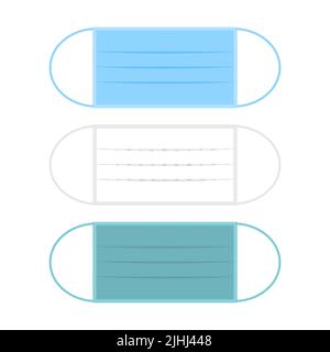 Set di icone vettoriali per maschera medica isolate su sfondo bianco Illustrazione Vettoriale