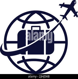 Viaggi aereo mondo business logo icona Illustrazione Brand Identity Illustrazione Vettoriale