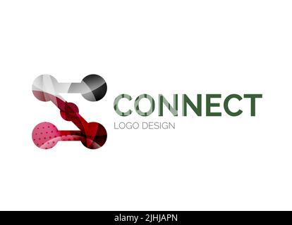 Abstract connes logo design icone fatto di pezzi colorati - varie forme geometriche Illustrazione Vettoriale