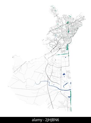 Mappa vettoriale di Catania. Mappa dettagliata dell'area amministrativa della città di Catania. Panorama urbano. Illustrazione vettoriale senza royalty. Mappa del profilo con edifici Illustrazione Vettoriale