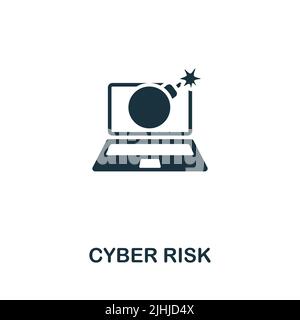 Icona Cyber Risk. Icona monocromatica Simple Cybercrime per modelli, web design e infografiche Illustrazione Vettoriale