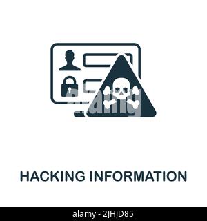 Icona delle informazioni di hacking. Icona monocromatica Simple Cybercrime per modelli, web design e infografiche Illustrazione Vettoriale