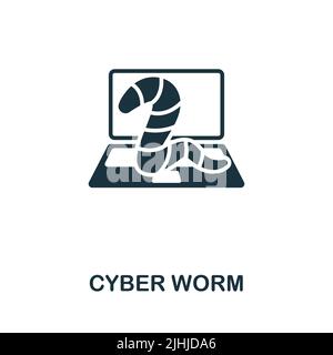 Icona di Cyber Worm. Icona monocromatica Simple Cybercrime per modelli, web design e infografiche Illustrazione Vettoriale