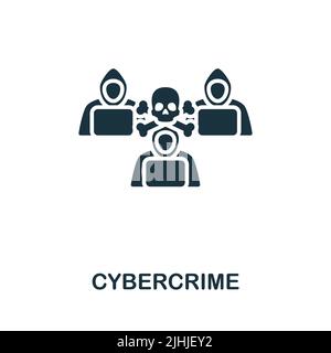 Icona della criminalità informatica. Icona monocromatica Simple Cybercrime per modelli, web design e infografiche Illustrazione Vettoriale