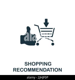 Icona Shopping Recomendation. Icona monocromatica Simple Line Data Science per modelli, web design e infografiche Illustrazione Vettoriale