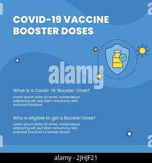 Covid-19 Vaccine Booster Doses Based Poster Design in Blue Color. Illustrazione Vettoriale