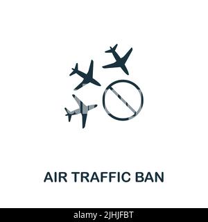 Icona Air Traffic Ban. Icona monocromatica Simple Line Economic Crisis per modelli, web design e infografiche Illustrazione Vettoriale