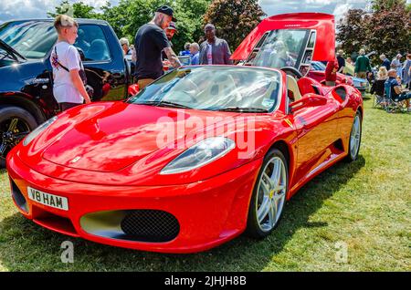 Vista frontale di uno spider F1 del F430 al Berkshire Motor Show di Reading, Regno Unito Foto Stock