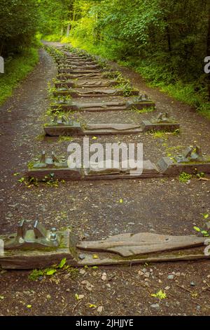 'Iron Road' di Keir Smith, Forest of Dean Sculpture Trail Foto Stock