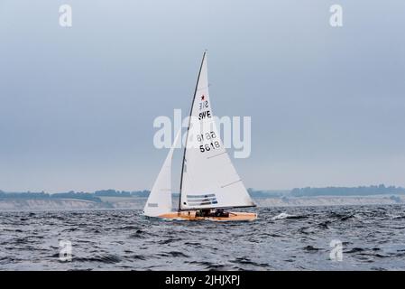 Kiel, Germania, settembre 2021 Campionato del mondo Star Boat al Kiel Week 2021 campo regata sul fiordo esterno Foto Stock