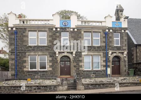 masonic lodge nella piazza della città di portree sull'isola di skye scozia Foto Stock