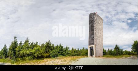 Velka Destna torre panoramica in cima alle montagne Orlicke, repubblica Ceca Foto Stock