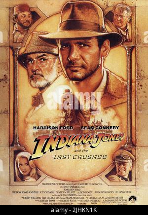 JOHN RHYS-DAVIES, HARRISON FORD, SEAN CONNERY, DENHOLM ELLIOTT, ALISON DOODY, MICHAEL BYRNE POSTER, INDIANA JONES E L'ULTIMA CROCIATA, 1989 Foto Stock