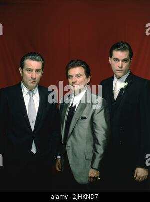 ROBERT DE NIRO, Joe Pesci, Ray Liotta, GOODFELLAS, 1990 Foto Stock