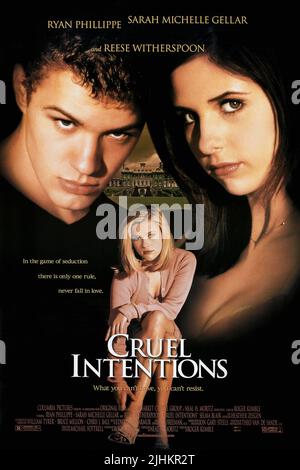 RYAN PHILLIPPE, Sarah Michelle Gellar, Reese Witherspoon POSTER, Cruel Intentions, 1999 Foto Stock