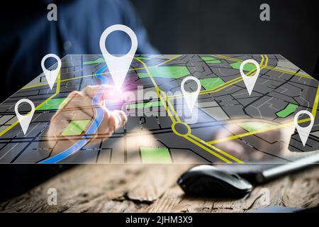 GPS posizione Mappa Ricerca Online sul computer Foto Stock