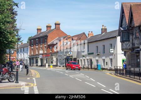 High Street da Market Hill, Southam, Warwickshire, Inghilterra, Regno Unito Foto Stock