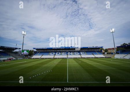 Odense, Danimarca. 18th luglio 2022. Il Parco Naturale dell'energia è pronto per la partita Superliga del 3F tra Odense Boldklub e FC Nordsjaelland a Odense. (Photo Credit: Gonzales Photo/Alamy Live News Foto Stock