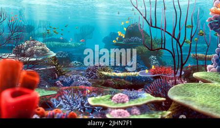 Letto oceano scena, alla ricerca di Nemo, 2003 Foto Stock
