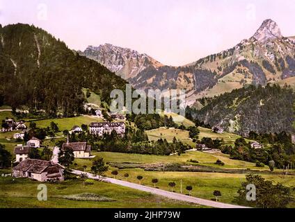 Les Avents e Dent de Jaman, Vaud, Svizzera 1890. Foto Stock