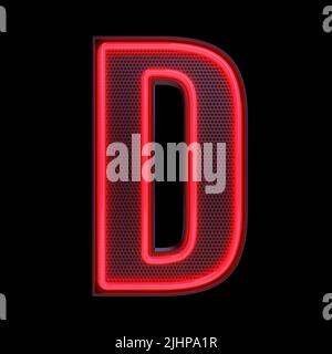 Neon retro Light Alphabet lettera D isolato su sfondo nero con Clipping Path. illustrazione 3d. Foto Stock