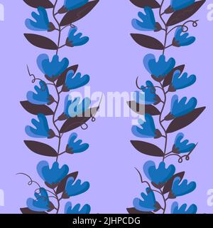 Motivo floreale senza cuciture di cartoni animati per avvolgere carta e tessuti, accessori e stampe di abbigliamento e bambini. Illustrazione di alta qualità Foto Stock