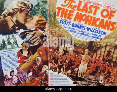 RANDOLPH SCOTT come Hawkeye BINNIE BARNES HENRY WILCOXON HEATHER ANGEL PHILLIP REED e BRUCE CABOT nell'ULTIMO dei MOHICANS 1936 regista GEORGE B. SEITZ romanzo James Fenimore Cooper sceneggiatura Philip Dunne musica Roy Webb Edward Small Productions / United Artists Foto Stock