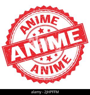 Testo ANIME scritto su un cartello rosso rotondo con timbro Foto Stock