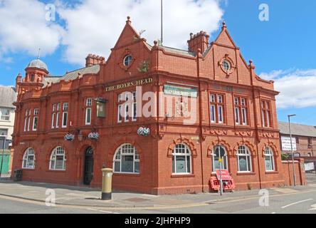 The Boars Head pub, centro di Leigh, Grade2 edificio storico, 2 Market Place, Leigh, Wigan, Inghilterra, Regno Unito, WN7 1EG Foto Stock