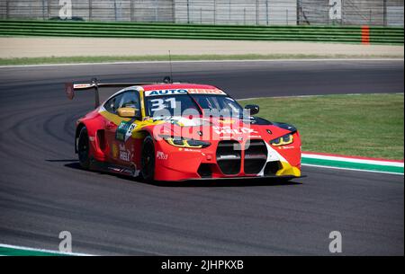 BMW M4 GT racing super auto azione veloce guida su asfalto pista. Imola, Italia, giugno 18 2022. DTM Foto Stock