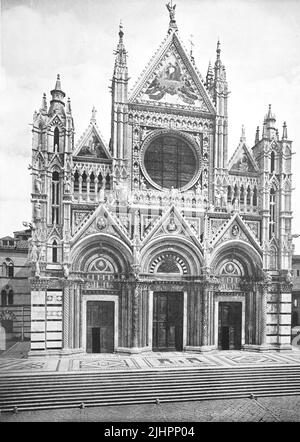 Historisches Foto (ca 1880) des Doms von Siena, Duomo di Siena, Toskana, Italien / Foto storica del Duomo di Siena, Duomo di Siena, Toscana, Italia, Historisch, Digital restaurierte Reproduktion einer Originalvorlage aus dem 19. Jahrhundert, genaues Originaldatum nicht bekannt, Foto Stock