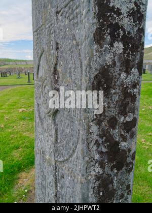 La lastra di croce di pietra di Farr, Bettyhill, Sutherland Foto Stock