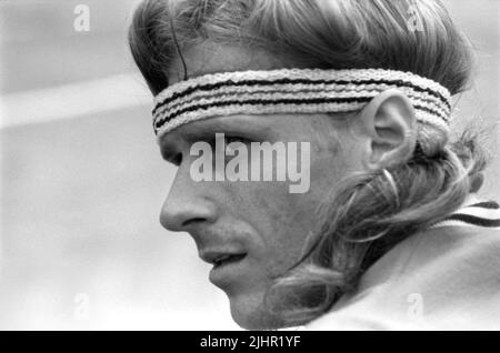 Il tennista svedese Björn Borg, che partecipa alla finale maschile dei singoli del French Open (vs argentino Guillermo Vilas). Parigi, stadio Roland-Garros, 11 giugno 1978 Foto Stock