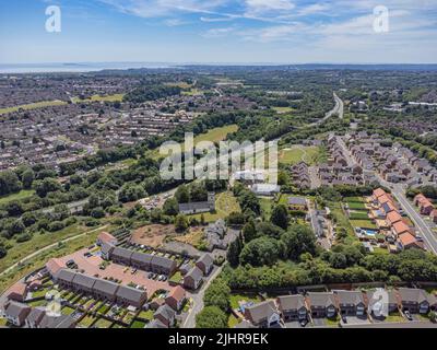 Vista aerea su Pontprennau, Cardiff, Galles Foto Stock