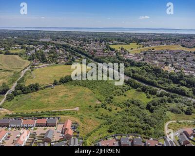 Vista aerea su Pontprennau, Cardiff, Galles Foto Stock