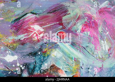 Rosa e viola dipinto a mano sfondo astratto con texture impasse. Texture di vernice spessa per disegno di fotoricettore, stampa d'arte, caratteri testurizzati, figure e sh Foto Stock