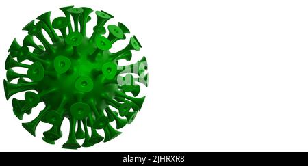 Malattia da coronavirus COVID-19 focolaio. Vista microscopica di una cellula infettiva del virus omicron SARS-COV-2. 3D rendering Foto Stock