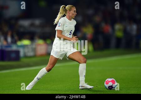 Brighton, Regno Unito. 20th luglio 2022. Alex Greenwood of England Donne in azione durante il gioco. UEFA Women's Euro England 2022, quarto-finale match, Inghilterra Women / Spagna Women al Falmer Stadium di Brighton & Hove in Sussex di mercoledì 20th luglio 2022. Questa immagine può essere utilizzata solo per scopi editoriali. Solo per uso editoriale, licenza richiesta per uso commerciale. Nessun uso in scommesse, giochi o un singolo club/campionato/player pubblicazioni. pic di Steffan Bowen/Andrew Orchard sport fotografia/Alamy Live news credito: Andrew Orchard sport fotografia/Alamy Live News Foto Stock