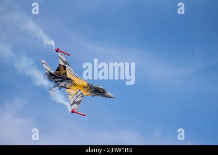 La Belga Air Force Lockheed Martin F-16 espone al Royal International Air Tattoo RAF Fairford 2022 Foto Stock